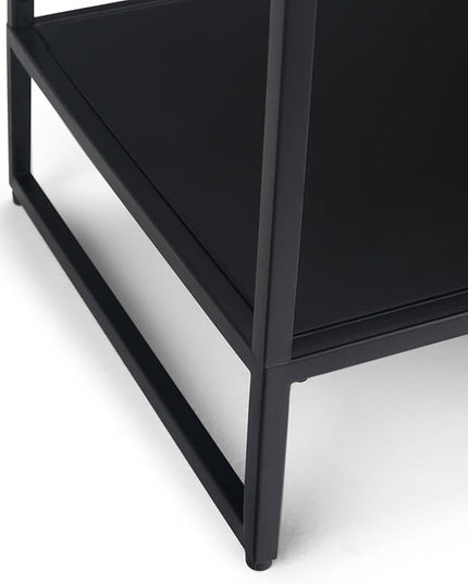 SIMPLIHOME Garner 47 inch Wide Metal Tray Top Console Sofa Entryway Table in Black, for the Living Room, Entryway and Bedroom - LeafyLoom