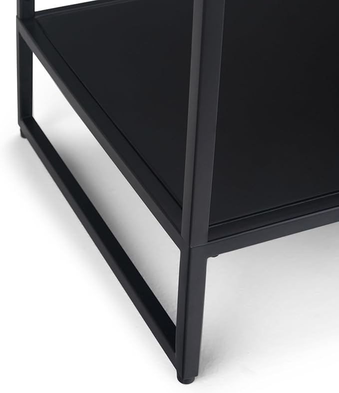 SIMPLIHOME Garner 47 inch Wide Metal Tray Top Console Sofa Entryway Table in Black, for the Living Room, Entryway and Bedroom - LeafyLoom