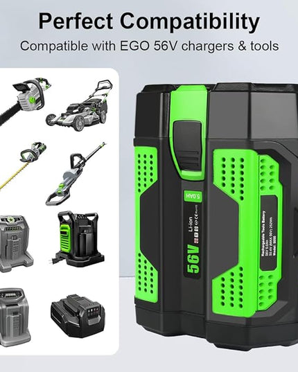 5.0Ah 56V Li-ion Battery Replacement for EGO 56V Battery with Holder Compatible with 56 Volt BA1400T BA4200 ST1502LB CS1604 LB4800 LB5804 HT2400 Crodless Tools - LeafyLoom