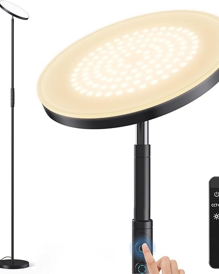 Floor Lamp,36W Bright Floor Lamp,3000LM LED Torchiere Lamp,Sky Modern LED Lamps,4 Color Temperature,Dimmable Brightness,Touch & Remote Control,Tall Standing Pole Light for Living Room,Bedroom,Office - LeafyLoom