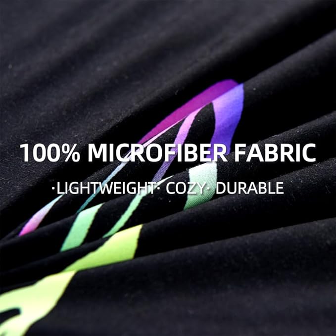 Btargot 3 Piece Butterfly Pattern Girls Comforter Set with 2 Pillow Covers, Gradient Line Rainbow Printed Bedding Set for Women, Queen Black - LeafyLoom