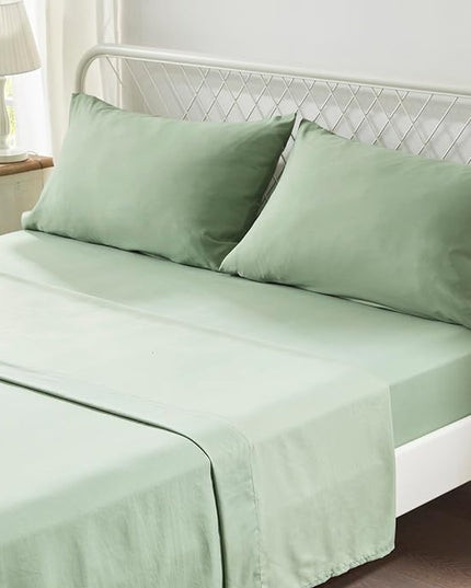 Anluoer Full Comforter Set, Sage Green, 7 Pieces with Sheets, All Season Bedding, Extra Cozy Down Alternative, Machine Washable - LeafyLoom