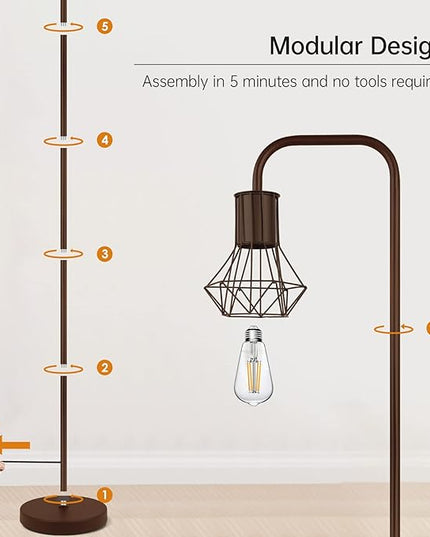 BoostArea Floor lamp,Industrial Floor Lamp,Standing Lamp with 6W LED Bulb,E26 Socket,On/Off Footswitch,Whole Metal,Modern Floor Lamp for Bedroom,Office, Living Room,Rustic,Vintage,Farmhouse - LeafyLoom