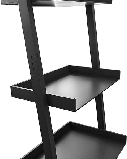 Kiera Grace Providence Hadfield 5 Tier Ladder Shelf Modern Leaning Bookshelf Storage Rack for Home, Office, 18" x 67", Black - LeafyLoom