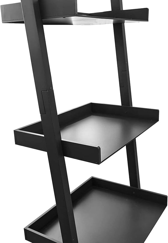 Kiera Grace Providence Hadfield 5 Tier Ladder Shelf Modern Leaning Bookshelf Storage Rack for Home, Office, 18" x 67", Black - LeafyLoom