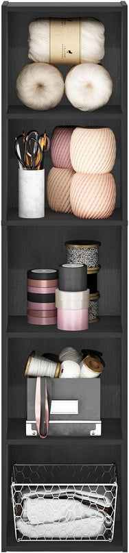 Furinno Luder Bookcase / Book / Storage, 5-Tier Cube, Blackwood - LeafyLoom