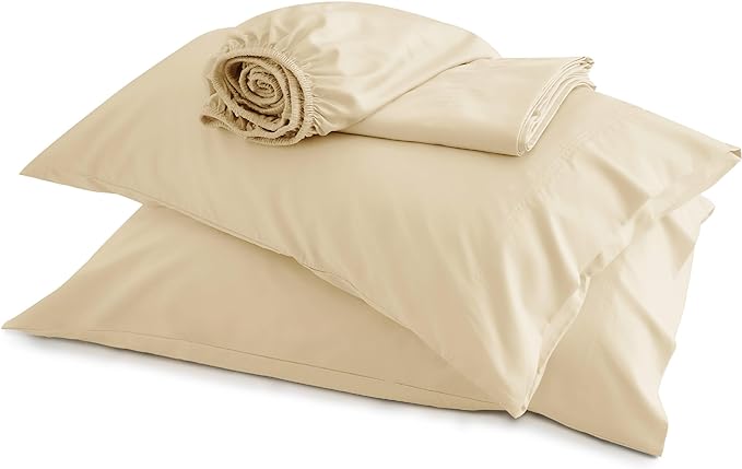 Bedsure King Size Sheet Set, Cooling Sheets King, Rayon Derived from Bamboo, Deep Pocket Up to 16", Breathable & Soft Bed Sheets, Hotel Luxury Silky Bedding Sheets & Pillowcases, Alabaster Gleam - LeafyLoom