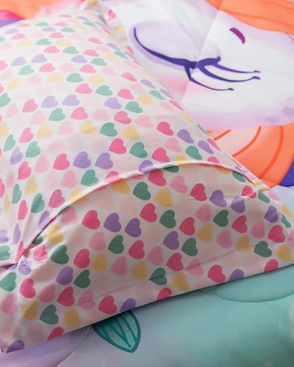 ADASMILE A & S Unicorn Bedding Twin for Girls Unicorn Bed Set Pink Unicorn Comforter Set Twin 6Pieces Girls Bed in A Bag Comforter with Hearts Sheets Reversible Unicorn Bed Sheets Home Unicorn Decor - LeafyLoom