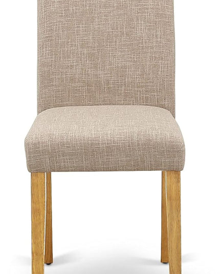 East West Furniture 1NDAB3-OAK-04 3 Piece Kitchen Set Contains a Rectangle Table with Dropleaf and 2 Light Tan Linen Fabric Parson Dining Room Chairs, 30x48 Inch - LeafyLoom