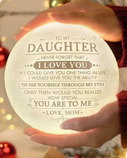 Daughter Gifts From Mom, To My Daughter Gifts, Mothers Day, Graduation, Birthday Gifts For Daughter, Mother And Daughter Gifts For Women, Birthday Decorations Indoor, Engraved Moon Lamp Night Light - LeafyLoom