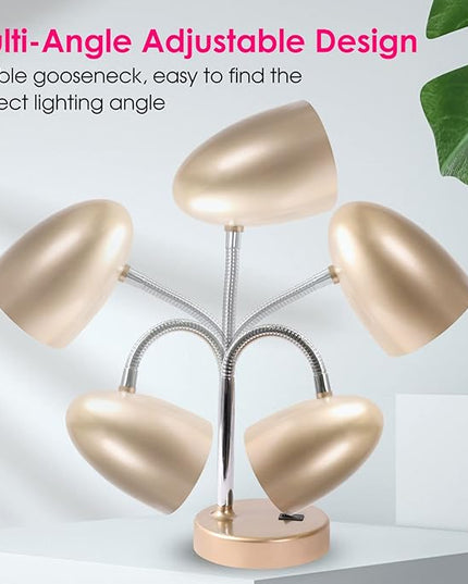 LED Desk Lamp, Flexible Gooseneck with Table lamp, 3.5W 240LM 4000K Cool White Study Lamps for Bedroom and Office, Eye Protection, ETL Listed,Gold - LeafyLoom