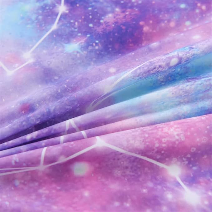 Holawakaka Tie Dye Galaxy Constellation Print Ombre Comforter Set Twin/Twin XL Size Girls Gradient Space Stars Dorm Bedding Set (Purple,Twin) - LeafyLoom