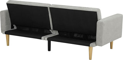 Folding Futon Sofa Tapered Wood Legs,Modern Space Saving Couch,Easily Converts to Single Bed,Easy Assembly,Multi-Functional Loveseat Ideal for Small Home Living Room,Grey, 76" - LeafyLoom