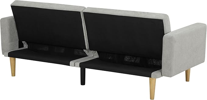 Folding Futon Sofa Tapered Wood Legs,Modern Space Saving Couch,Easily Converts to Single Bed,Easy Assembly,Multi-Functional Loveseat Ideal for Small Home Living Room,Grey, 76" - LeafyLoom