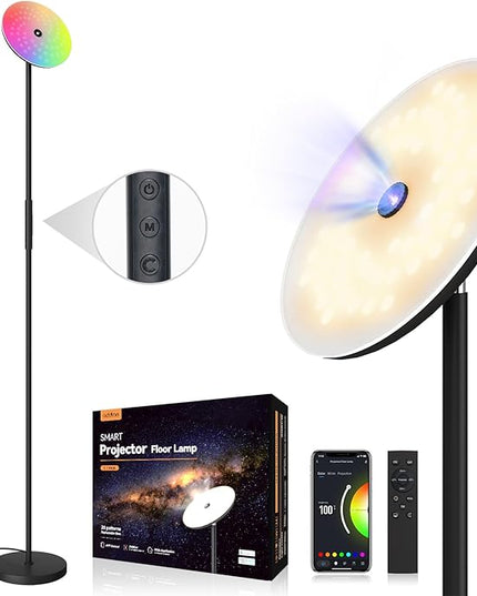 addlon Floor Lamp with Projector Light Standing Lamp with Remote Christmas Gift for Living Room, Bedroom and Office - Black - LeafyLoom