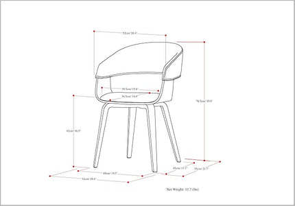 SIMPLIHOME Lowell 17 Inch Mid Century Modern Bentwood Dining Chair in Charcoal Grey Linen Look Fabric, For the Dining Room - LeafyLoom