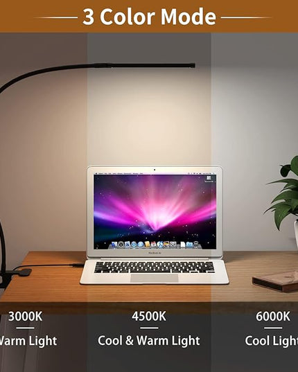 iZELL Desk Light, [2-Pack] LED Desk Lamp with Clamp [77 LEDs Light with 3 Color Modes & 10 Brightness Levels] Flexible Gooseneck LED Book Light, Easy Clip on Reading Light - LeafyLoom