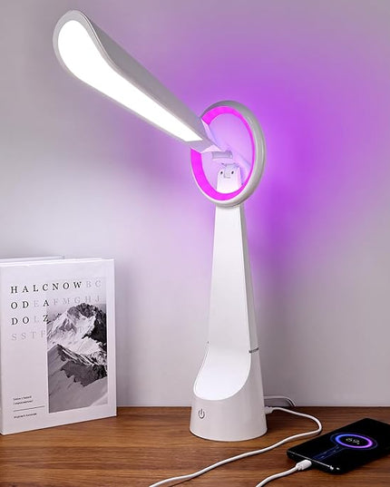 Upgraded LED Desk Lamp with 7 Colours Change, Eye-Caring Table Lamp with USB Charging Port Suitable for Table Bedroom Bedside Office Study,8W (White) - LeafyLoom