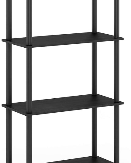 Furinno Turn-N-Tube 4-Tier Multipurpose Shelf Display Rack, Round Tubes, Americano/Black - LeafyLoom