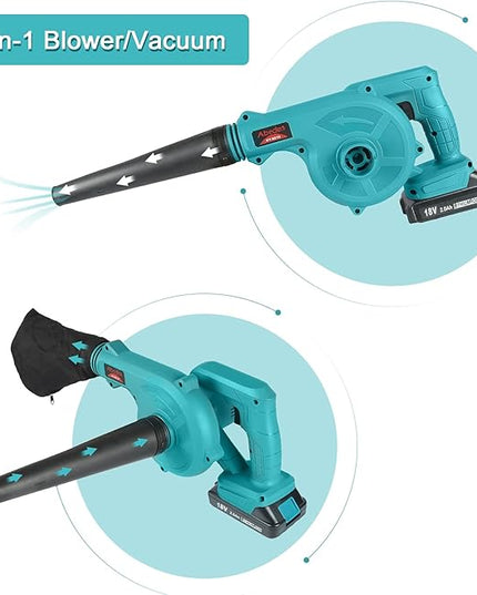Abeden Cordless Leaf Blower,2-in-1 Electric Handheld Sweeper/Vacuum with 18V 2.0Ah Lithium Battery for Blowing Leaf,Cleaning Dust,Small Trash,Car,Computer Host - LeafyLoom