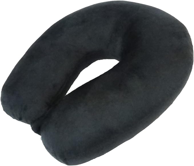 Adult Cozy Soft Microfiber Neck Pillow, Compact, Perfect for Plane or Car Travel, Black - LeafyLoom