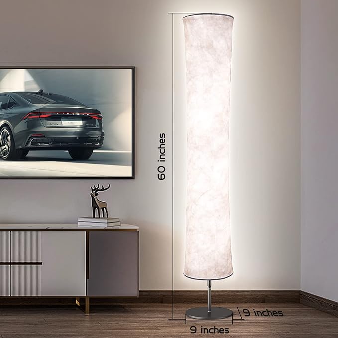 Torchlet LED Standing Lamp with Remote Control, Adjustable Color Temperature and Brightness, Modern Floor Lamp with Fabric Shade for Bedroom, Living Room - LeafyLoom