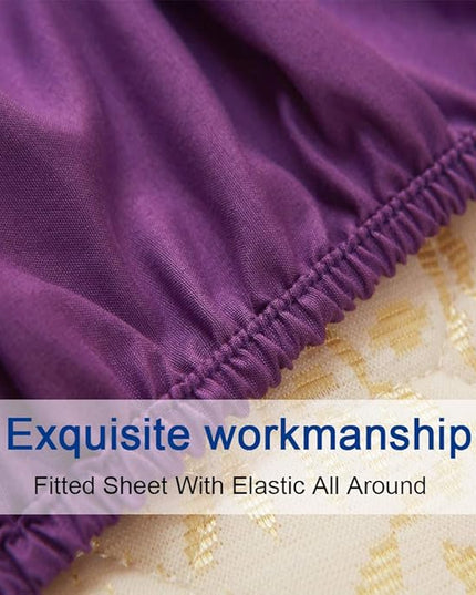 SONORO KATE Bed Sheet Set Super Soft Microfiber 1800 Thread Count Luxury Egyptian Sheets 18-Inch Deep Pocket Wrinkle-3 Piece(Twin Purple) - LeafyLoom