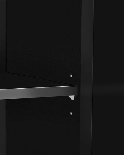 Multifunctional Sideboard with Glass, Vintage 3 Door Mirrored Buffet Cabinet,W/Silver Handle,Easy to Assemble,Console Table for Living Room Hallway Entryway,Black, 47.2" - LeafyLoom