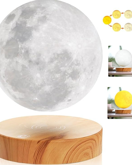 VGAzer Levitating Moon Lamp,Floating and Spinning in Air Freely with 3D Printing LED Moon Light Has 3 Colors for Unique Christmas Gifts,Room Decor (3 Colors) - LeafyLoom