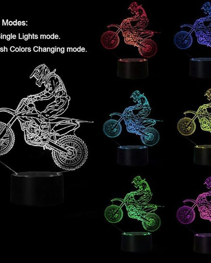 Motocross 3D Lamp, LED Illusion Motorcycle Night Light for Kids Room Decor USB 7 Color Changing Toys Birthday Gifts for Father Boys Sports Guy - LeafyLoom