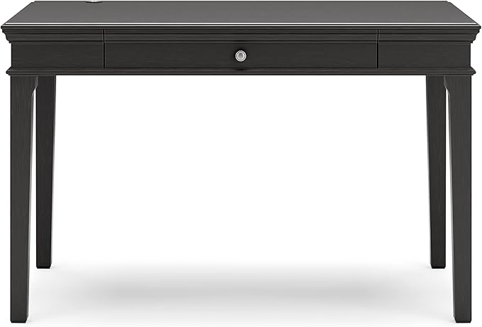 Signature Design by Ashley Beckincreek Classic Home Office Small Leg Desk with 1 Drawer and USB Ports, Black - LeafyLoom