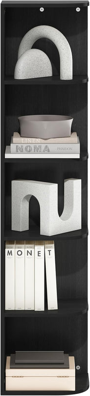 Furinno Pasir 5-Tier Corner Open Shelf Bookcase, Blackwood - LeafyLoom