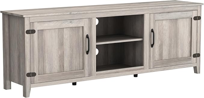 70Inch TV Stand Base, Entertainment Center Cabinet with Two Doors Media Console for Living Room, Gray - LeafyLoom