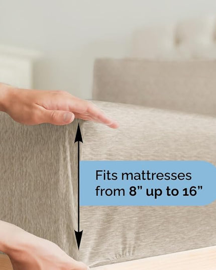 Split King Size 5 Piece Sheet Set - Comfy Breathable & Cooling Sheets - Hotel Luxury Bed Sheets for Women, Men, Kids & Teens - Deep Pockets, Soft & Wrinkle Free Sheets - Heathered Beige Bed Sheets - LeafyLoom