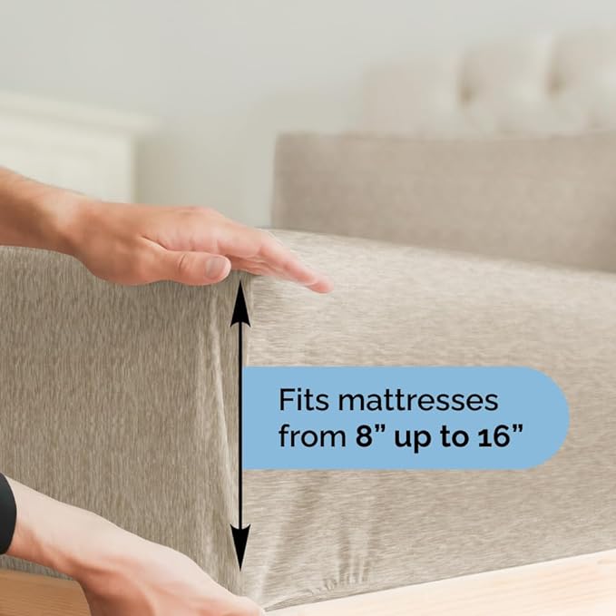 Split King Size 5 Piece Sheet Set - Comfy Breathable & Cooling Sheets - Hotel Luxury Bed Sheets for Women, Men, Kids & Teens - Deep Pockets, Soft & Wrinkle Free Sheets - Heathered Beige Bed Sheets - LeafyLoom