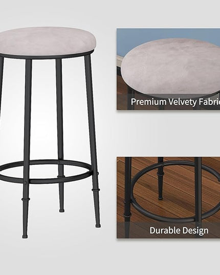 HOMYSHOPY Bar Table Set for 3, 4 Piece Console Table with 3 Stools, Counter Height Kitchen Table Set with 3 chairs for Breakfast Nook, Living Room and Apartment (White & Black) - LeafyLoom