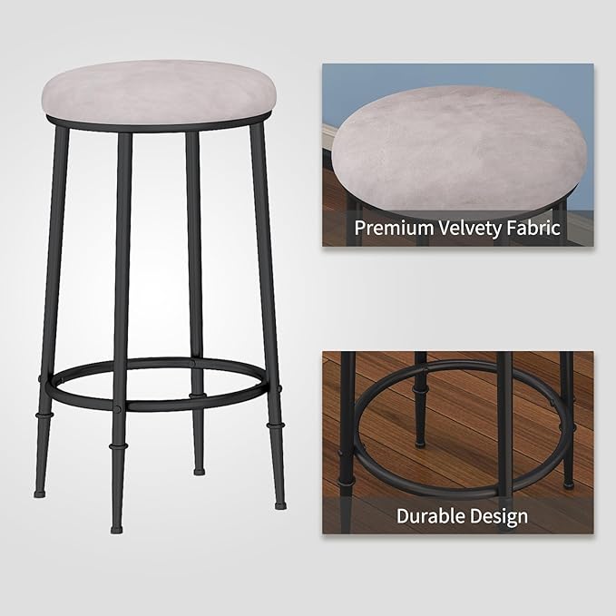 HOMYSHOPY Bar Table Set for 3, 4 Piece Console Table with 3 Stools, Counter Height Kitchen Table Set with 3 chairs for Breakfast Nook, Living Room and Apartment (White & Black) - LeafyLoom