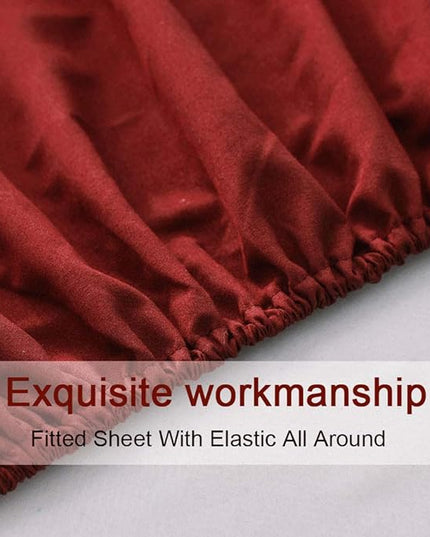 SONORO KATE Bed Sheet Set Super Soft Microfiber 1800 Thread Count Luxury Egyptian Sheets 16-Inch Deep Pocket，Wrinkle-4 Piece (Burgundy, Full) - LeafyLoom