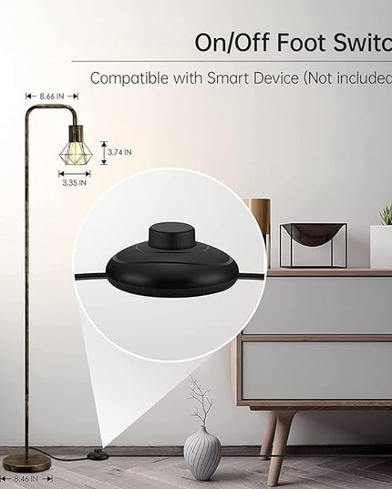 BoostArea Industrial Standing Lamp with 6W LED Bulb,E26 Socket,On/Off Footswitch,Whole Metal,Modern Floor Lamp for Bedroom,Office, Living Room,Rustic,Vintage,Farmhouse - LeafyLoom