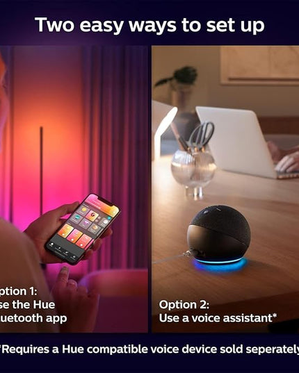 Philips Hue Signe Smart Floor Lamp, Black - White and Color Ambiance LED Color-Changing Light - 2 Pack - Control with Hue App - Compatible with Alexa, Google Assistant, and Apple Homekit PhilipsHue