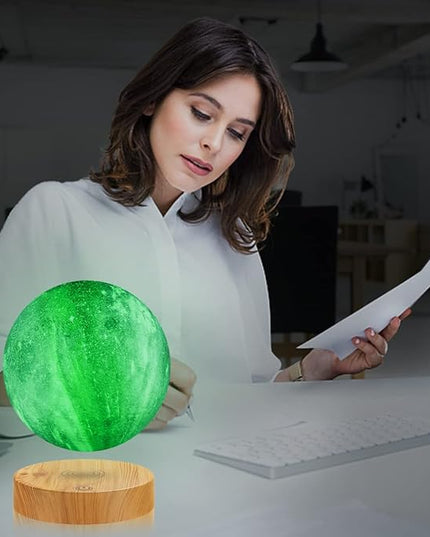VGAzer Levitating Moon Lamp,Floating and Spinning in Air Freely with 3D Printing LED Moon Light Has 16 Colors 20 Modes for Unique Christmas Gifts,Room Decor (16 Colors Galaxy Moon) - LeafyLoom