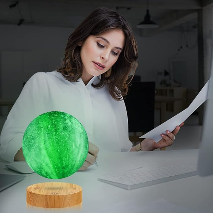 VGAzer Levitating Moon Lamp,Floating and Spinning in Air Freely with 3D Printing LED Moon Light Has 16 Colors 20 Modes for Unique Christmas Gifts,Room Decor (16 Colors Galaxy Moon) - LeafyLoom