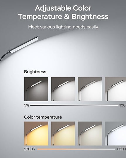 Floor Lamp, 15W Bright LED Floor Lamps for Living Room, Remote & Touch Control, 0.5H/1H Timer, Adjustable 2700K-6500K Colors & Brightness Eye Caring Reading Lamp, Gooseneck Standing Lamp - LeafyLoom