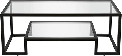 Henn&Hart 45" Wide Rectangular Coffee Table in Blackened Bronze, Modern coffee tables for living room, studio apartment essentials - LeafyLoom