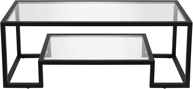 Henn&Hart 45" Wide Rectangular Coffee Table in Blackened Bronze, Modern coffee tables for living room, studio apartment essentials - LeafyLoom
