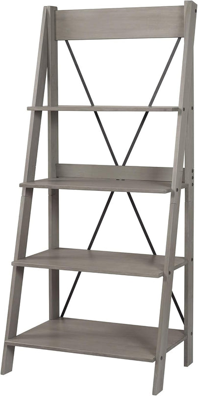 Walker Edison X Back Modern Farmhouse Wood Bookcase Bookshelf Home Office Living Room Storage, 4 Shelves, Grey - LeafyLoom