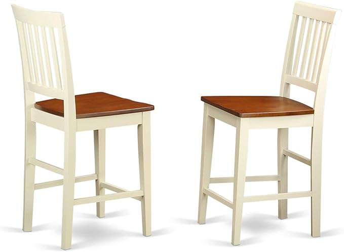 East West Furniture VERN5-WHI-W Vernon 5 Piece Kitchen Counter Set Includes a Square Table and 4 Dining Room Chairs, 36x36 Inch - LeafyLoom