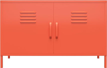 Novogratz Cache 2 Door Metal Locker Accent Storage Cabinet, Orange - LeafyLoom