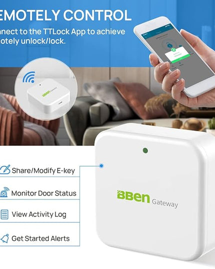 Bben Smart Door Lock Wi-Fi Gateway, Bluetooth Keyless Entry Keypad Smart Deadbolt Wi-Fi Bridge, TTLock Smart Deadbolt WiFi Hub Compatible with Alexa, G2 Gateway, G2 Hub with Alexa BBENSmartHome
