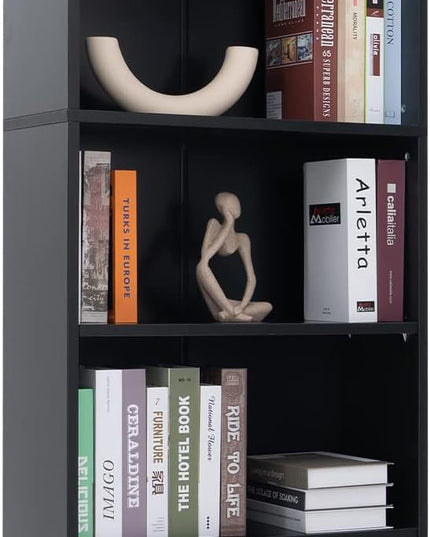 Sunon 5 Shelf Wood Bookcase Freestanding Display Shelf Adjustable Layers Bookshelf for Home Office Library Small Narrow Space (Black, 5-Layers) - LeafyLoom
